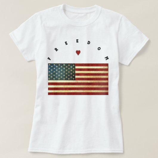 T-shirt USA Freedom Flag Classic Round Sticker (Design devant)