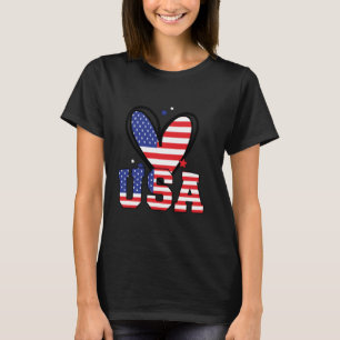 T-shirt USA Heart Patriotic Military Hero War Vet