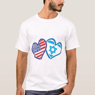 T-shirt USA Israel Love Hearts