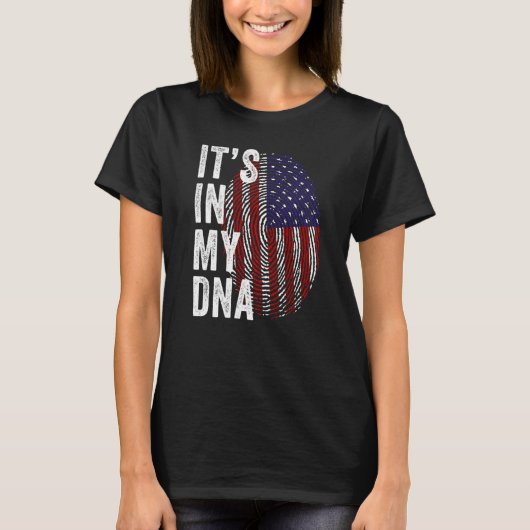 T-shirt USA It's In My DNA Cute American Fingerprint Ameri (Devant)