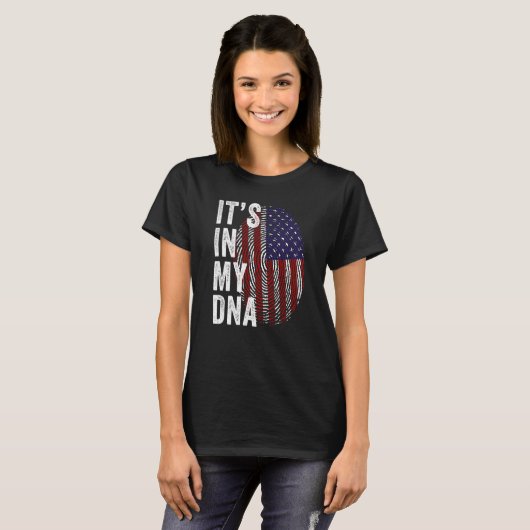 T-shirt USA It's In My DNA Cute American Fingerprint Ameri (Devant entier)