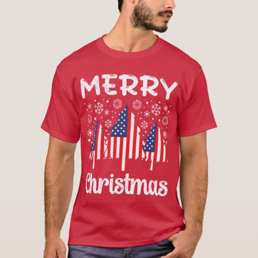 T-shirt USA Joyeux Noël Firrees famille Noël (Devant)