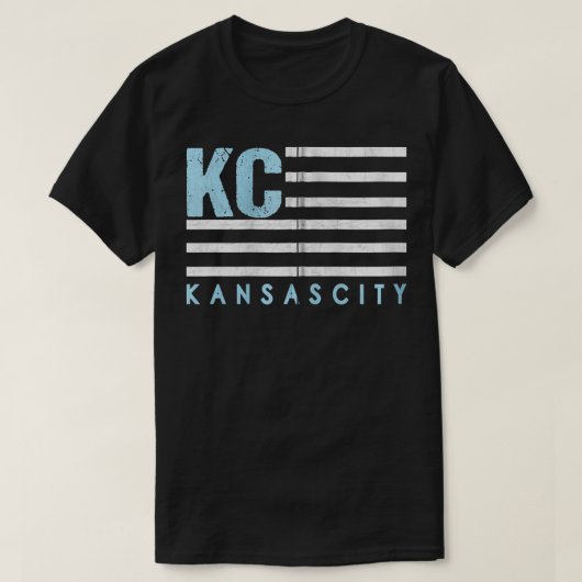 T-shirt USA KC Drapeau Royal et bleu clair KC Kansas City (Design devant)