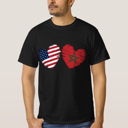 T-shirt USA Maroc Drapeau Coeur marocain Américain (Devant)