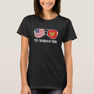 T-shirt Usa Monténégro Lunettes de soleil Drapeau Monténég