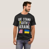 T-shirt USA Nous Sommes Avec L'Ukraine Citation Drapeaux S (Devant entier)