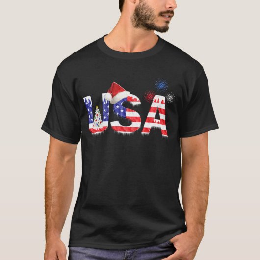 T-shirt USA pour Noël (Devant)