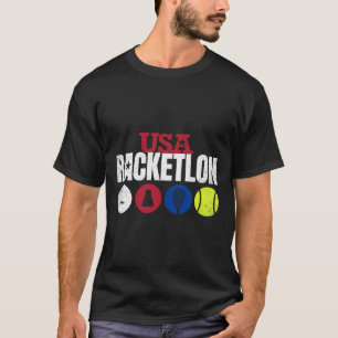 T-shirt Usa Racketlon - Tennis De Table Badminton Squash T
