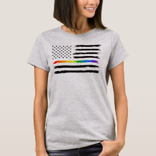 T-shirt USA Rainbow Pride Ligne mince Vintage