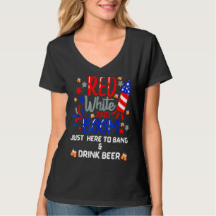 T-shirt Usa Red White And Boom Je suis juste ici pour Bang