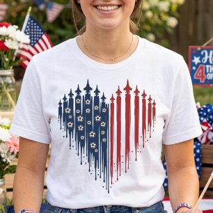 T-shirt USA Soccer Cœur Patriotique Dégoulinant Drapeau Ch