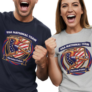 T-shirt USA Soccer Star Dynamic Athlete Shield Graphic Art