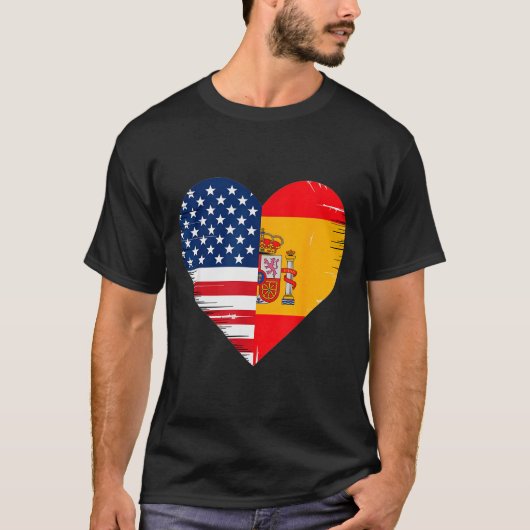 T-shirt Usa Spain Heart - Dual Citizenship (Devant)