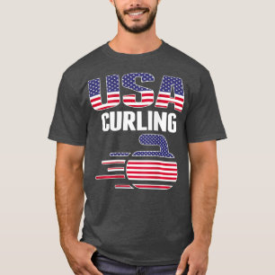 T-shirt USA Team Curling Rock Jersey American Flag Sport
