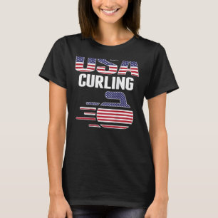 T-shirt USA Team Curling Rock Jersey American Flag Winter