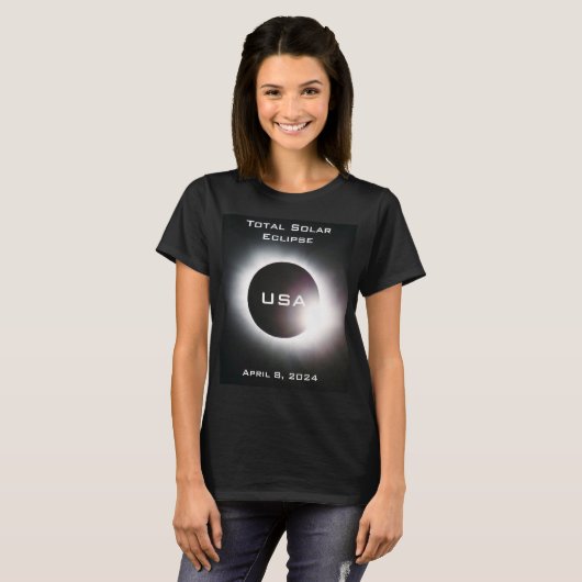 T-shirt USA Total éclipse solaire 8 avril 2024 (Devant entier)