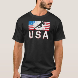 T-shirt Usa Track And Field Team American Flag Us Hommes F