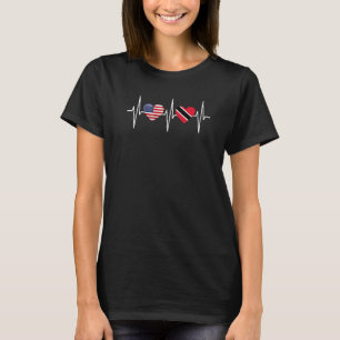 T-shirt USA Trinité-et-Tobago Heartbeat America Flag Hea