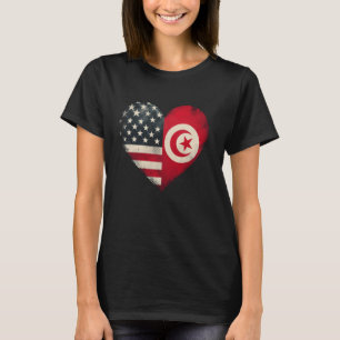 T-shirt USA Tunisie Coeur double citoyenneté