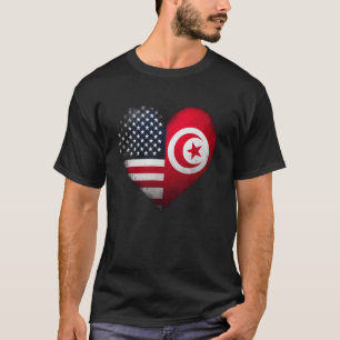 T-shirt USA Tunisie Coeur double citoyenneté