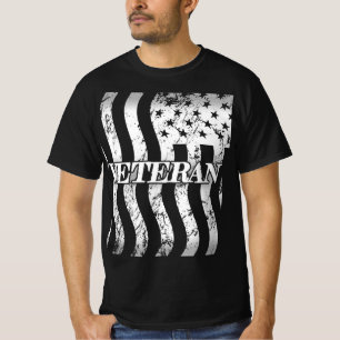 T-shirt USA Veteran - blanc vintage vertical