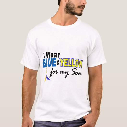 T-shirt Usage de syndrome de Down I bleu et jaune pour mon (Devant)