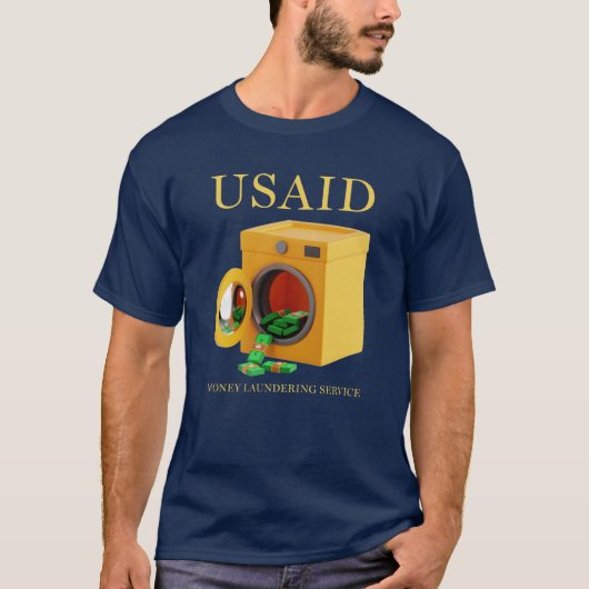 T-shirt USAID Blanchiment d'argent Humour MAGA (Devant)