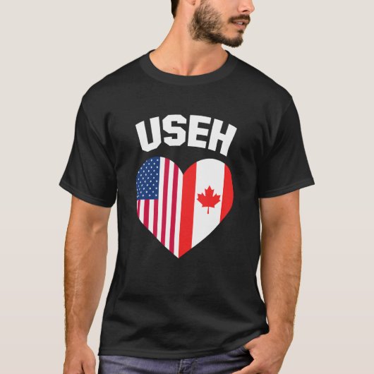 T-shirt USEH America Canada Drapeau drôle Américain Canadi (Devant)