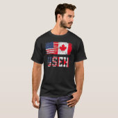 T-shirt Useh Leaf Conception du drapeau canadien américain (Devant entier)