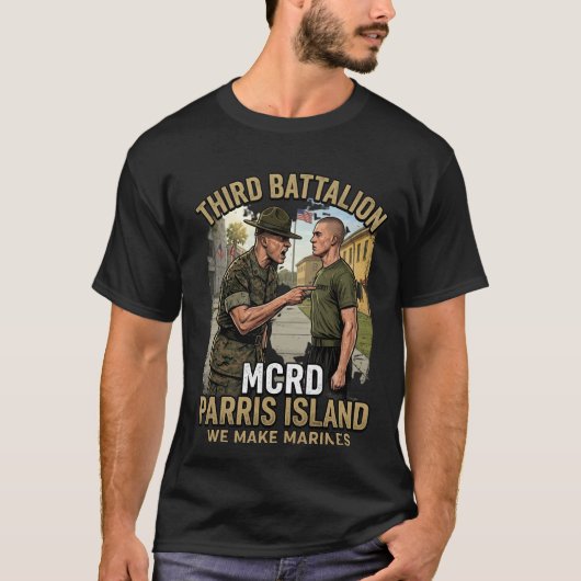 T-shirt USMC Troisième Bataillon MCRD Parris Islan (Devant)
