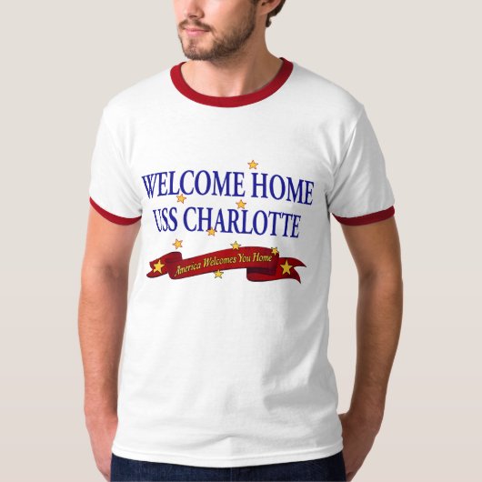 T-shirt USS à la maison bienvenu Charlotte (Devant)