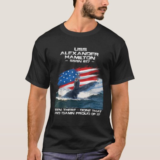 T-shirt USS Alexander Hamilton SSBN 617 American Flag Subm (Devant)