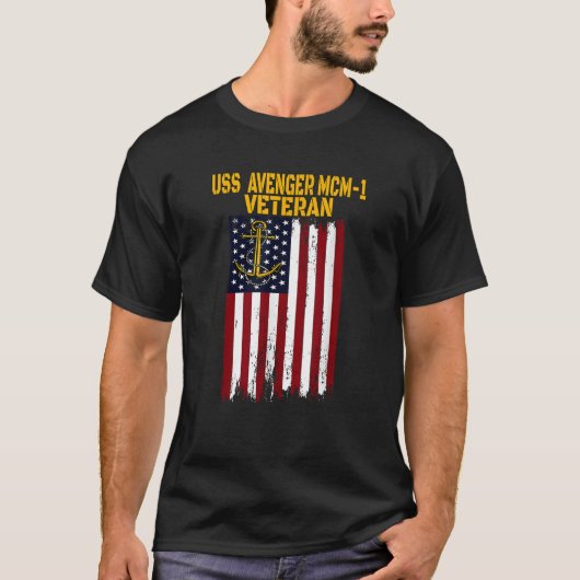 T-shirt USS Avenger MCM 1 Contre-mesures de mines Navire V (Devant)