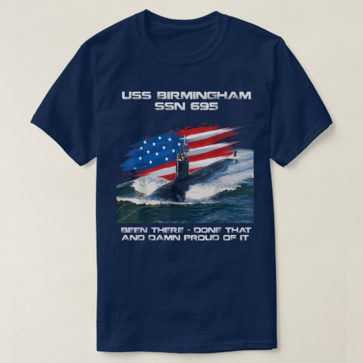 T-shirt USS Birmingham SSN-695 American Flag Submarine Vet (Design devant)