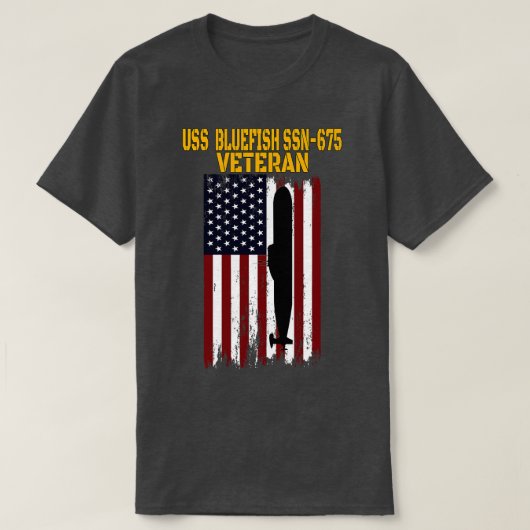 T-shirt USS Bluefish SSN675 Sous-marins Anciens Combattant (Design devant)