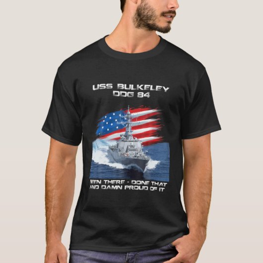 T-shirt USS Bulkeley DDG-84 Destroyer Ship USA Drapeau Vet (Devant)