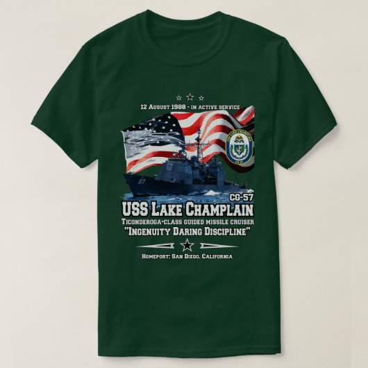 T-shirt USS Lake Champlain CG57 Cruiser (Design devant)