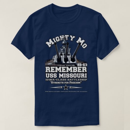 T-shirt USS Missouri BB63 Bataillon vétérans de la marine (Design devant)