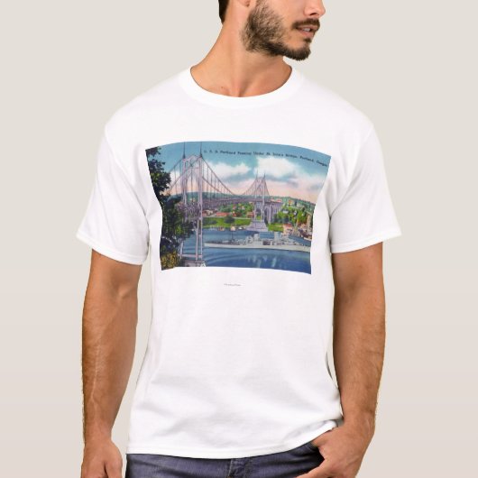 T-shirt USS Portland passant sous le pont de St John (Devant)