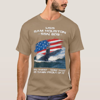 T-shirt USS Sam Houston SSN609 American Flag Sous-marin Ve