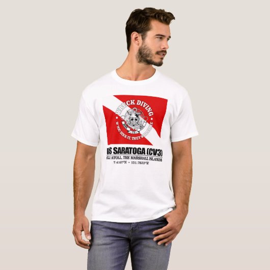 T-shirt USS Saratoga (CV3) (plongée en épave) (Devant entier)
