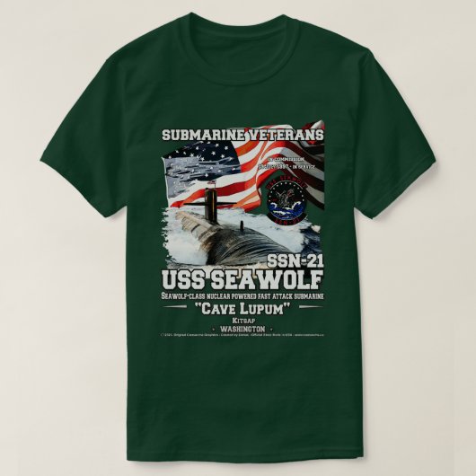 T-shirt USS Seawolf SSN21 sous-marin d'attaque (Design devant)