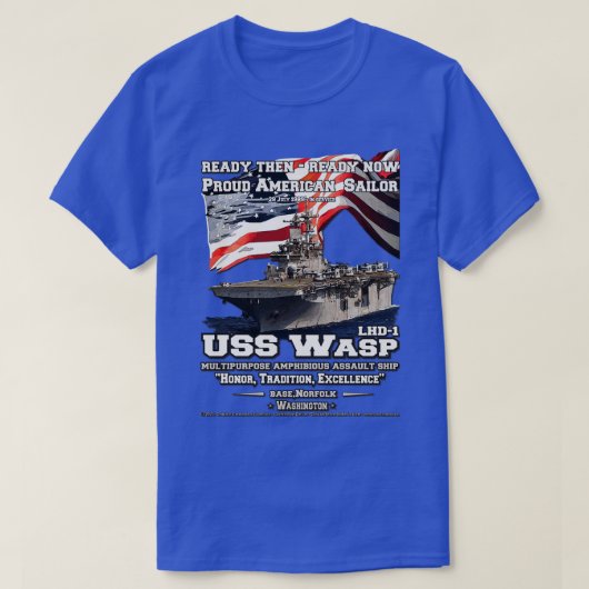 T-shirt USS Wasp LHD1 navire d'attaque amphibie (Design devant)