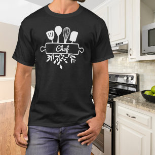 T-shirt Ustensiles de cuisine blancs Chef Design culinaire