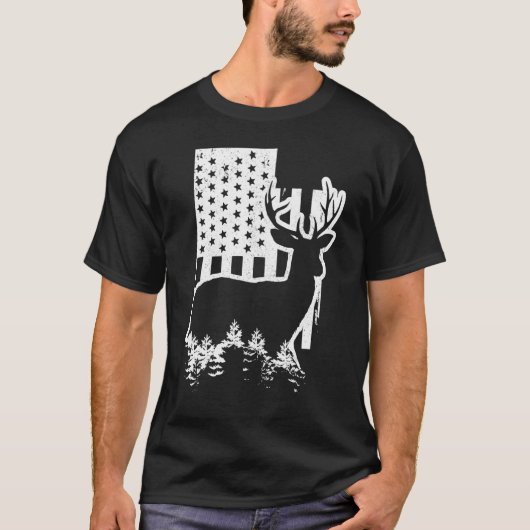 T-shirt Utah Elk Chasse Carte de l'État US Drapeau Chasse (Devant)