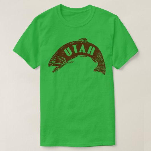 T-shirt Utah Fish Wordmark Brown (Design devant)