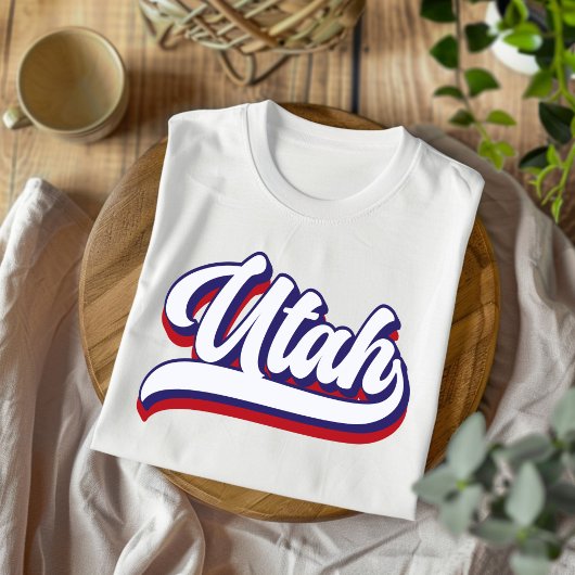 T-shirt Utah Rouge blanc et bleu Vintage