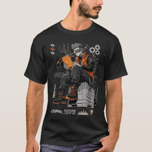 T-shirt Utopie Ville Future Art Cyberpunk Chercheur de Con