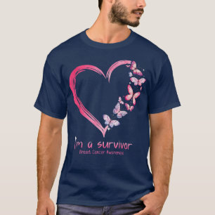 T-shirt Utterfly Heart I'm A Survivor Breast Cancer Awaren