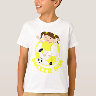 T-shirt V2 jaune et blanc de la fille 1 et de la boule du